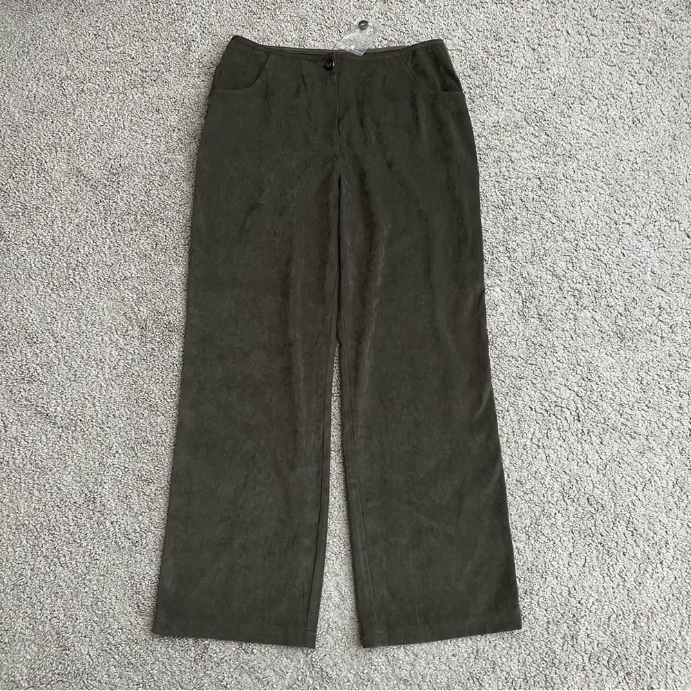 J.Jill Stretch Taupe Brown Suede Straight Wide Womens 14